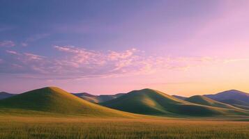 Serene rolling hills at sunset nature landscape photography tranquil environment peaceful viewpoint photo