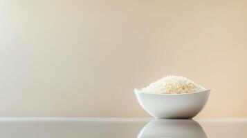 Minimalist basmati rice serving modern kitchen food photography simple aesthetic close-up view culinary art photo