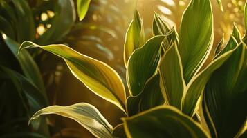 Sunlit lush green leaves macro shot nature photography vibrant environment close-up viewpoint photo