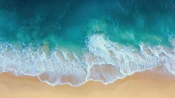 Aerial view of ocean waves reaching the coastline beach standard nature scene tranquil environment bird's eye perspective photo