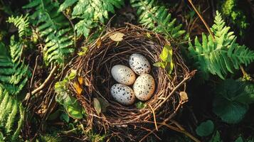 Nesting behavior of birds forest nature photography serene environment aerial perspective wildlife concept photo