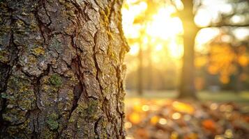 Closeup of weathered tree bark highlighting nature's textures autumn park photography natural environment detailed view beauty in decay photo