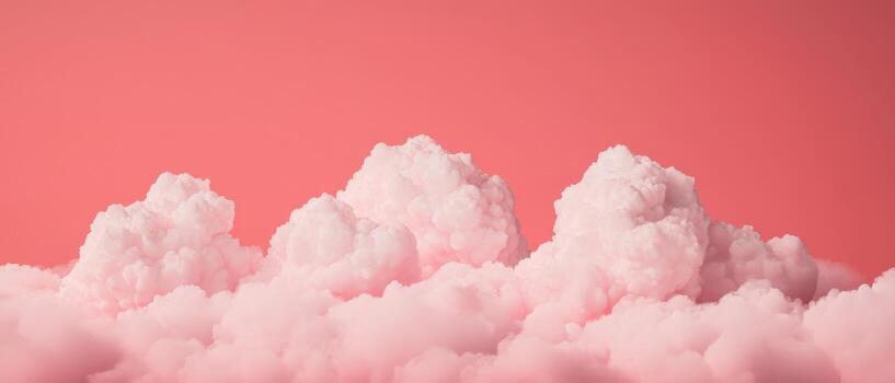 Fluffy pink clouds in a soft pink background aerial view cloudscape dreamy environment photo