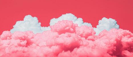 Vibrant pink and white clouds against a bright coral background nature scene abstract art soft and dreamy environment photo