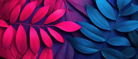 Vibrant neon leaves closeup abstract background digital art colorful environment creative concept photo
