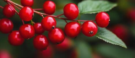 Vibrant red berries closeup natural garden organic photography lush background botanical concept photo
