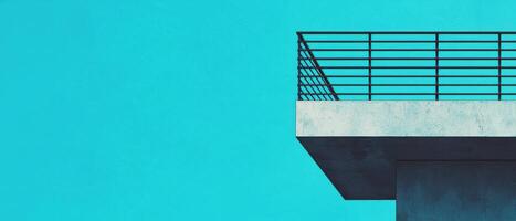 Modern architectural balcony design urban environment photograph minimalist aesthetic top view perspective photo