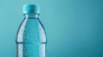 Refreshing water bottle indoor setting product photography minimalist design close-up view hydration concept photo