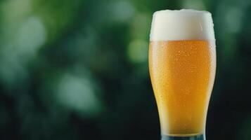 Enjoying refreshing craft beer in a lush garden setting beverage photography outdoor atmosphere close-up perspective photo