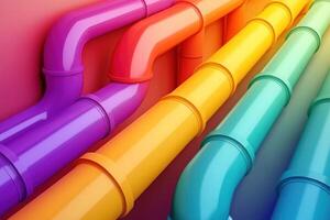 Rainbow gradient flowing through interconnected pipes, symbolizing unity and creativity photo