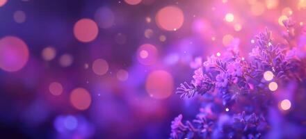 Purple flowers with bokeh lights in the background photo