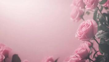 Pink roses on a pink background photo