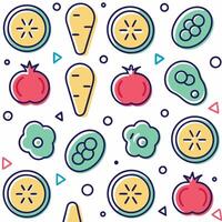 seamless pattern with vegetables and fruits vector