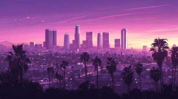 The city of los angeles is shown in this painting photo