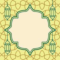 ramadan islamic background with lanterns and a frame vector