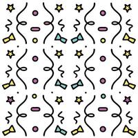 Festive Party Pattern with Confetti, Streamers, and Bows vector