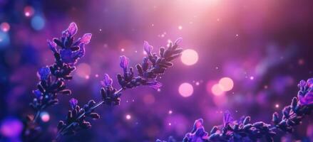 Purple flowers with bokeh and light photo