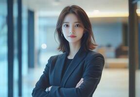 Asian business woman standing in an office photo