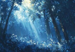 Blue forest wallpaper photo