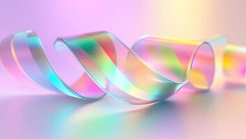 A rainbow colored ribbon on a white background photo