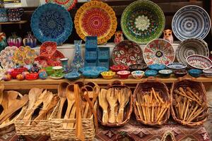 Kruja, Albania September 11 2024 Traditional local market with souvenir in Albania photo
