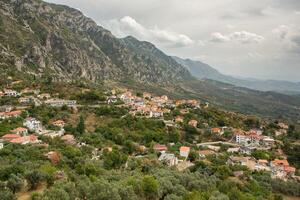 Aerial View of Kruja Castle Overlooking the Albanian Mountains photo