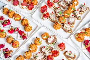 food for business lunch on the cathering table photo