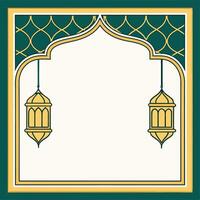 Islamic Archway Design with Lanterns vector