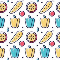 seamless pattern with colorful vegetables and fruits vector