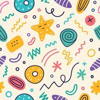 Playful, colorful, abstract shapes pattern vector