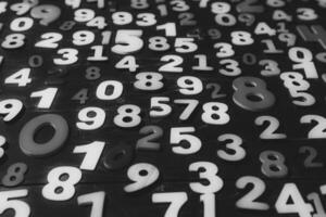 numbers texture in black and white photo