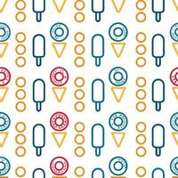Seamless pattern with ice cream, circles, and triangles. vector