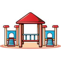 Colorful Play Structure with Slides and Roof vector