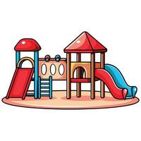 Colorful playground with slide and climbing structure vector