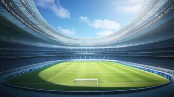 Modern Football Stadium Interior Background . Sleek Design with Dynamic Lighting, Perfect for Sports, Events, and Architecture Themes photo