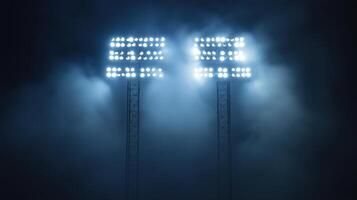 Stadium lights at the night, electrifying atmosphere for thrilling soccer action photo