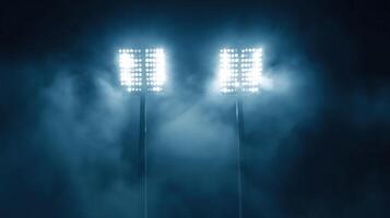 Stadium lights at the night, electrifying atmosphere for thrilling soccer action. photo
