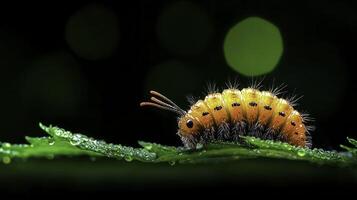 Macro View of a Caterpillar on Its Migrating Journey Through Nature photo