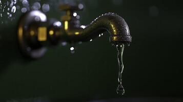 Dripping Faucet with Water Droplets Falling into a Basin or Sink photo