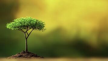 Young African Acacia Tree with Vibrant Green Foliage on a Soft Background photo