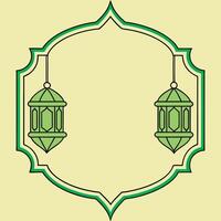 islamic lanterns in a frame on a yellow background vector