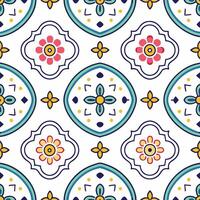 a colorful tile pattern with flowers and leaves vector