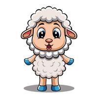 Cute cartoon sheep with big eyes and a surprised expression vector