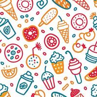 seamless pattern with food and drinks ON A WHITE BACKGROUND vector
