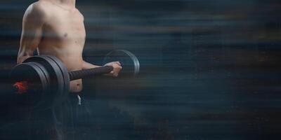 Man Lifting Dumbbell in Gym Environment for Strength and Health photo