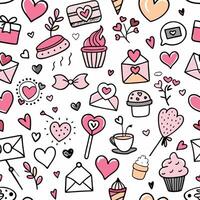 seamless pattern with hearts and cupcakes ON A WHITE BACKGROUND vector