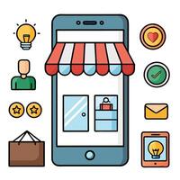 Online mobile shop with diverse features vector