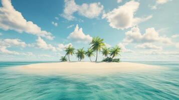 Tropical Island with Palm Trees and Blue Sky photo