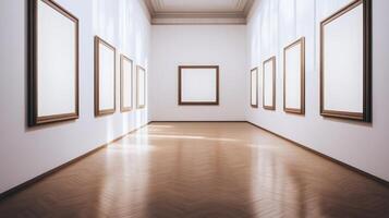 Empty Picture Frames in a Gallery Setting photo