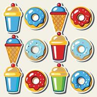 a set of stickers with different kinds of ice cream vector